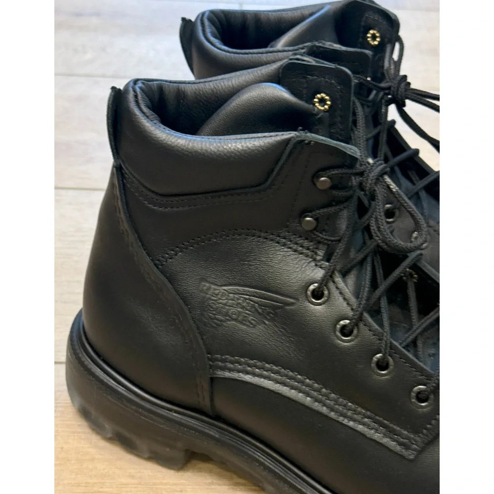 RED WING 607 BLACK 6-INCH SOFT TOE SLIP RESISTANT SUPER SOLE 2.0 WORK BOOTS 10